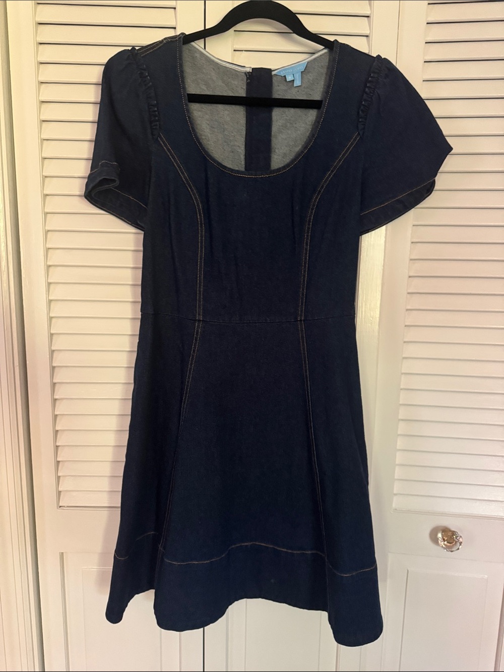 Draper James Dark Blue Denim Mae Love Circle Dress